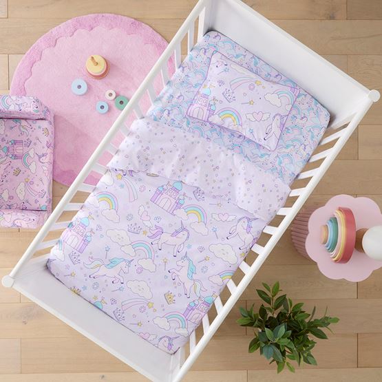 Fantasy Unicorn Lilac Cot Quilt Cover Set