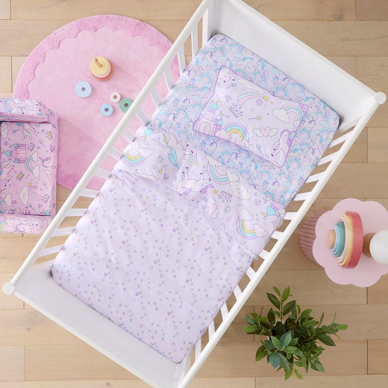 Fantasy Unicorn Lilac Cot Quilt Cover Set
