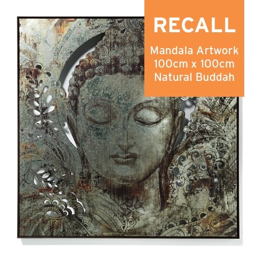 RECALL - Mandala Artwork 100cm x 100cm Natural Buddah.