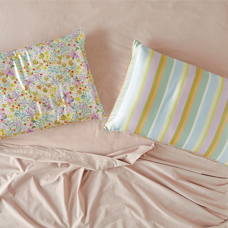 Sienna Floral & Stripe Pure Silk Printed Pillowcase