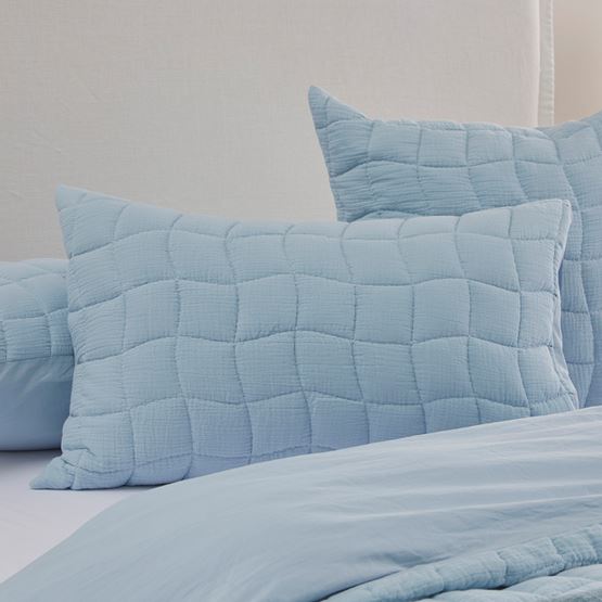 Layla Soft Blue Quilted Pillowcases