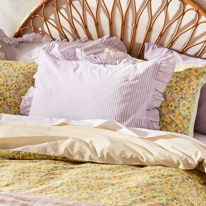 Ruffle Lilac Stripe Sheet Set