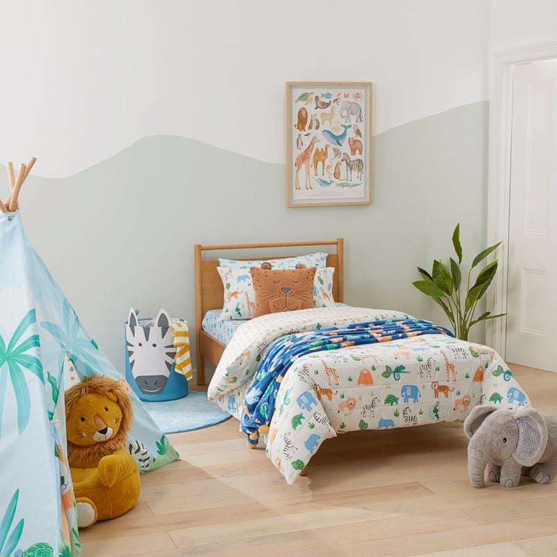 Jungle Adventure Grey Marle Jersey Quilted Cot Quilt Cover Set