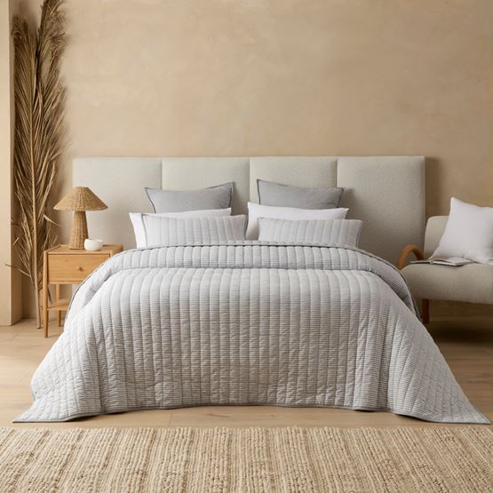 Ultra Soft Jersey Grey Marble & Grey Stripe Quilted Coverlet Separates