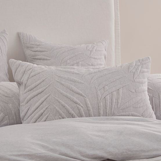 Airlie Palm Cloud Grey Jersey Quilted Pillowcases
