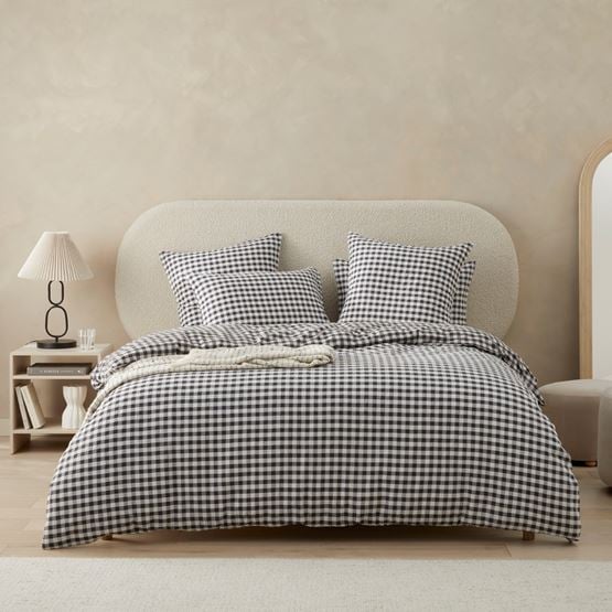 Talia Charcoal Check Quilt Cover Set + Separates