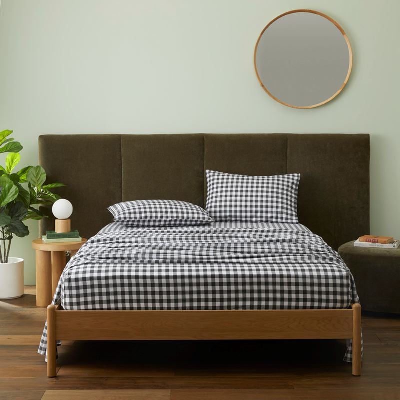 Flannelette Printed Charcoal Check Pillowcase