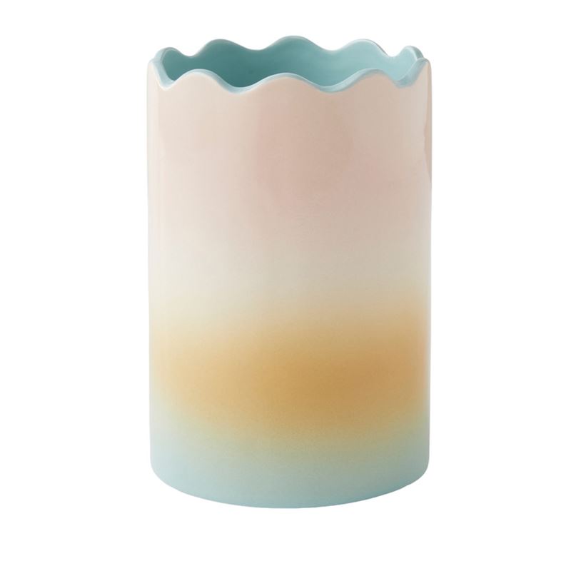 Ombre Pink, Yellow & Blue Scallop Vase