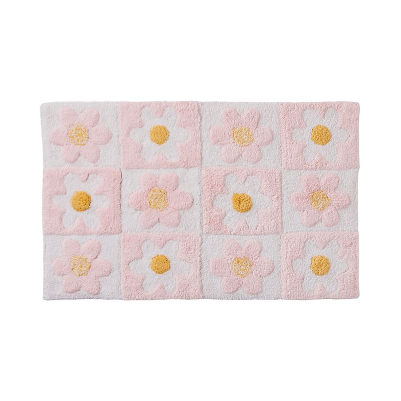 Daisy Check Pink & White Bath Mat