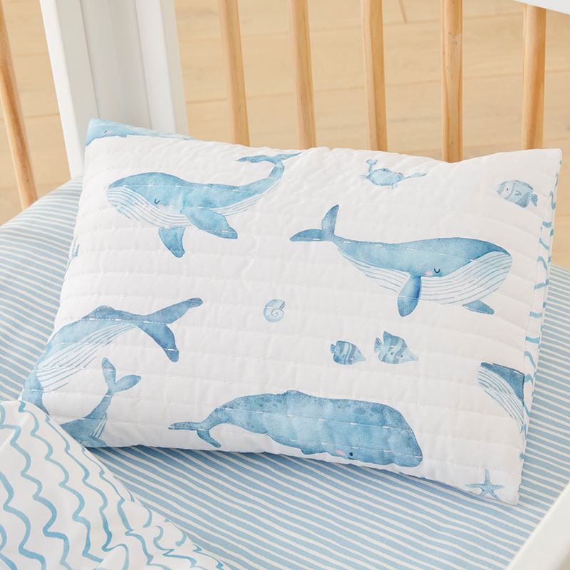 Whale Wonder White Quilted Cot Quilt Cover Set