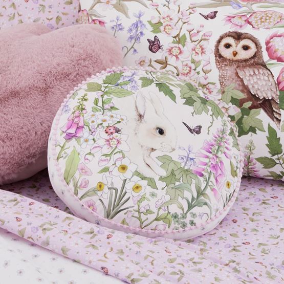 Fleur Harris Springtime Bunny Multi Round Velvet Cushion