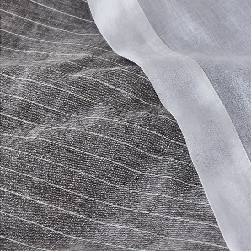 Vintage Washed Linen Grey Marle & White Stripe Quilt Cover Separates