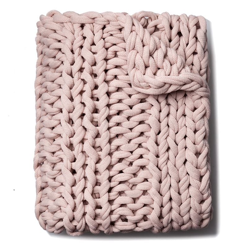 Chunky Knit Dusty Pink Rib Throw
