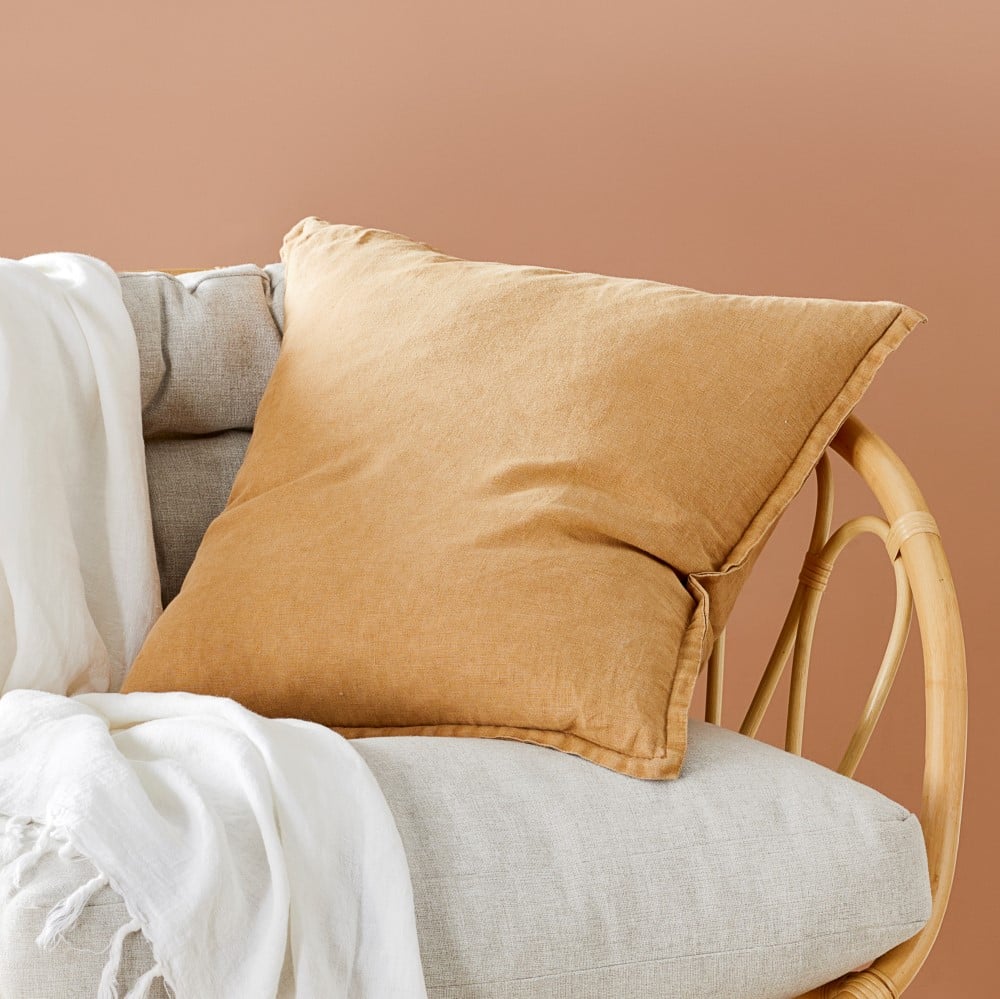 tobacco coloured cushions Belgian Tobacco Vintage Washed Linen Cushion