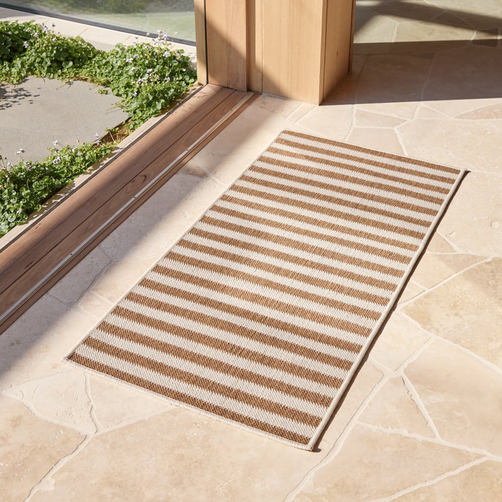 Soho Sand & Ivory Stripe Indoor & Outdoor Mat | Adairs