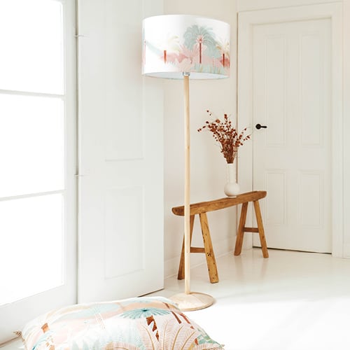 Karina Jambrak x Adairs Floor Lamp next to a door. 