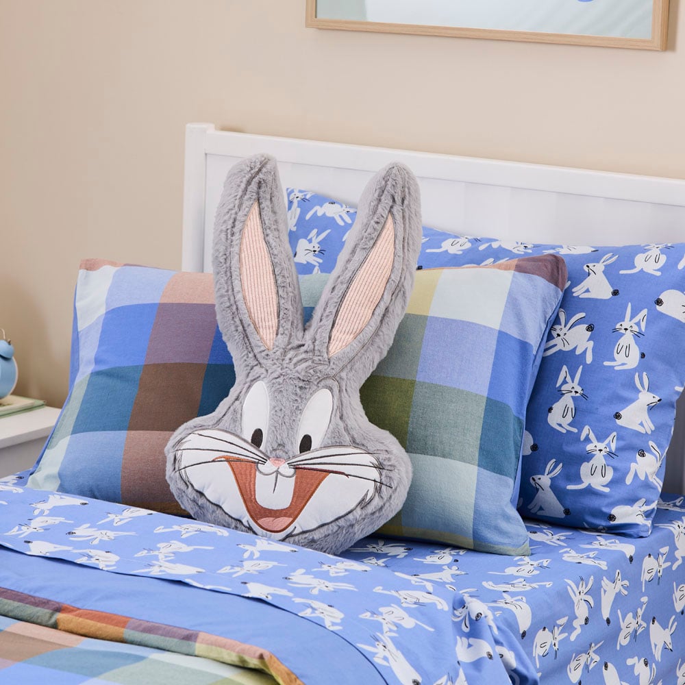 Looney Tunes Light Grey Bugs Bunny Cushion | Adairs