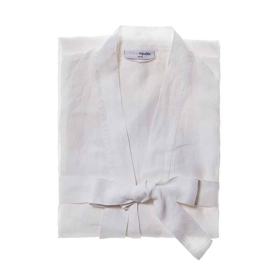 Vintage Washed Linen Bathrobe White | Adairs