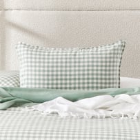 Vintage Washed Linen Eucalyptus Check Pillowcases