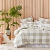 Vintage Washed Linen Large Linen Check Quilt Cover Separates