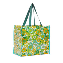 Retro Floral Green Reusable Medium Bag
