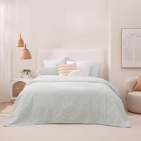 Stonewashed Cotton Chalk Blue Quilted Coverlet Separates