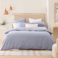 Stonewashed Cotton Printed Thin Chambray Stripe Quilt Cover Separates