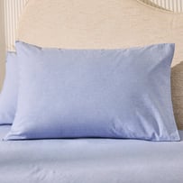 Stonewashed Cotton Chambray Blue Pillowcases