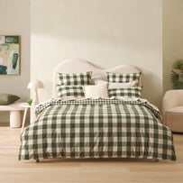 Stonewashed Cotton Basil Gingham Quilt Cover Separates