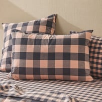 Stonewashed Cotton Mocha Gingham Pillowcases