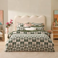 Bangalow Palm Green Jacquard Quilt Cover Separates