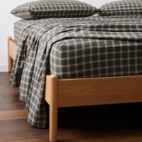 Stonewashed Cotton Charcoal Grid Sheet Separates