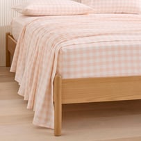 Stonewashed Cotton Peach Gingham Sheet Separates