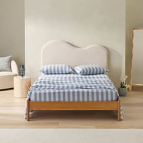 Stonewashed Cotton Blue Block Stripe Sheet Set