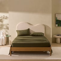 Relaxed Linen Look Dark Olive Sheet Set