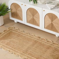 Jute & White Scalloped Indoor Rug Runner