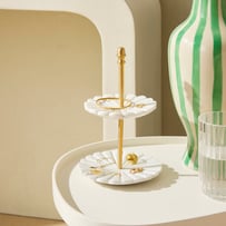Marble White & Gold Tiered Jewellery Stand