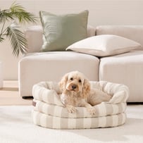 Ziggy White & Natural Stripe Pet Bed