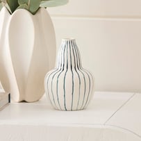 Elio Stripe White & Blue Belly Vase