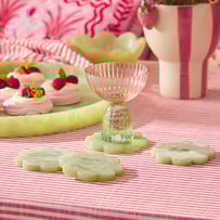 Calypso Matte Green Scalloped Resin Coasters Set of 4