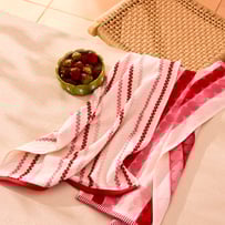 Mimi Red & Pink Cotton Bamboo Tea Towel Pack of 2