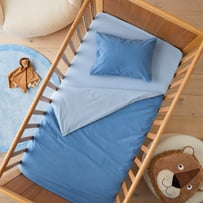 Stonewashed Cotton Chambray Denim Cot Quilt Cover Set