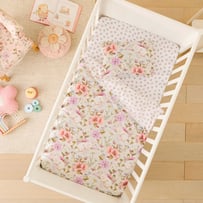 Fleur Harris Sleeping Flutterbunny Soft Fern Cot Quilt Cover Set