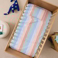 Sonny White Stripe Cot Sheet Set