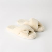 Crossover Ivory Fur Slippers