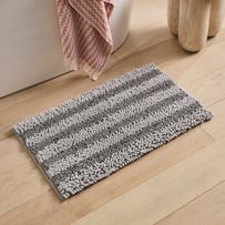 Microplush Grey Marle Stripe Bobble Bath Mat