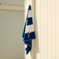 Bronte Blue Stripe Luxe Velour Pocket Beach Towel