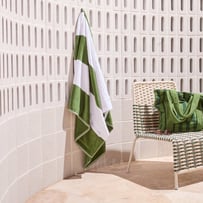 Bronte Kale Stripe Luxe Velour Pocket Beach Towel