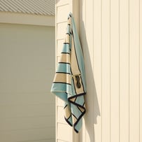 Lorne Blue Stripe Luxe Velour Pocket Beach Towel