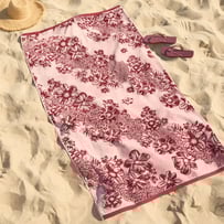 Diagonal Floral Stripe Luxe Velour Beach Towel